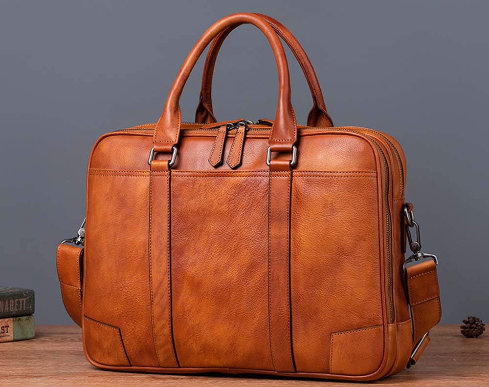 Mens Vintage Leather Buiness Briefcase Shoulder Bag 2732-5