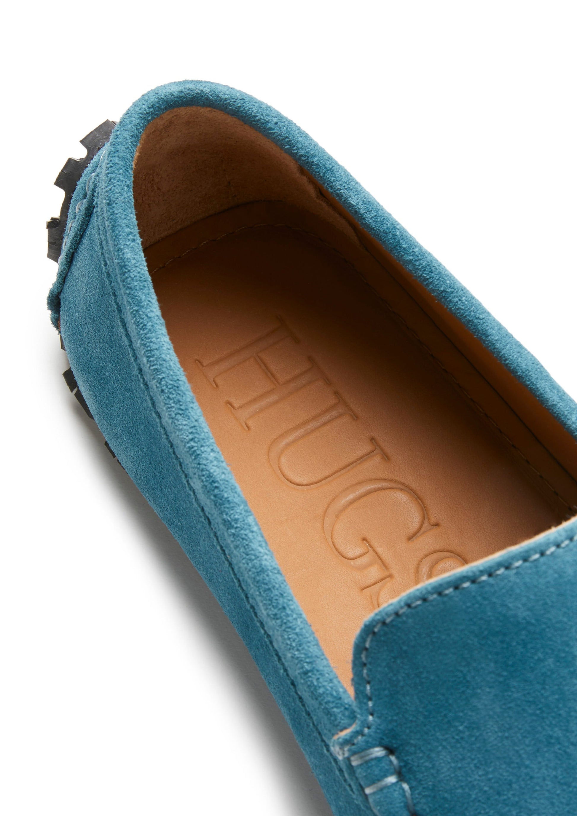 Tyre Sole Driving Loafers, petrol blue suede-3