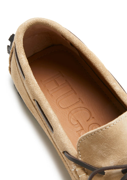 Tyre Sole Laced Driving Loafers, taupe suede-3