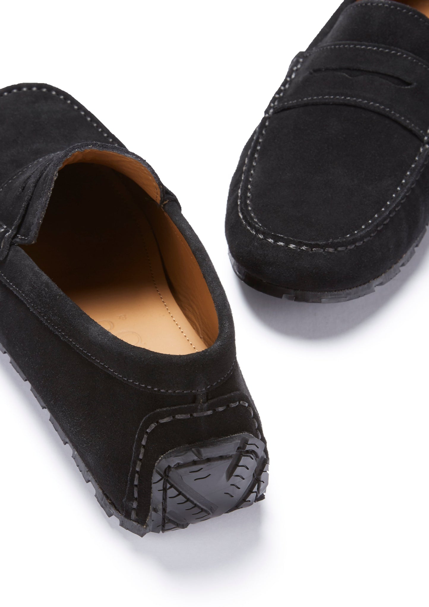Tyre Sole Penny Driving Loafers, black suede-4