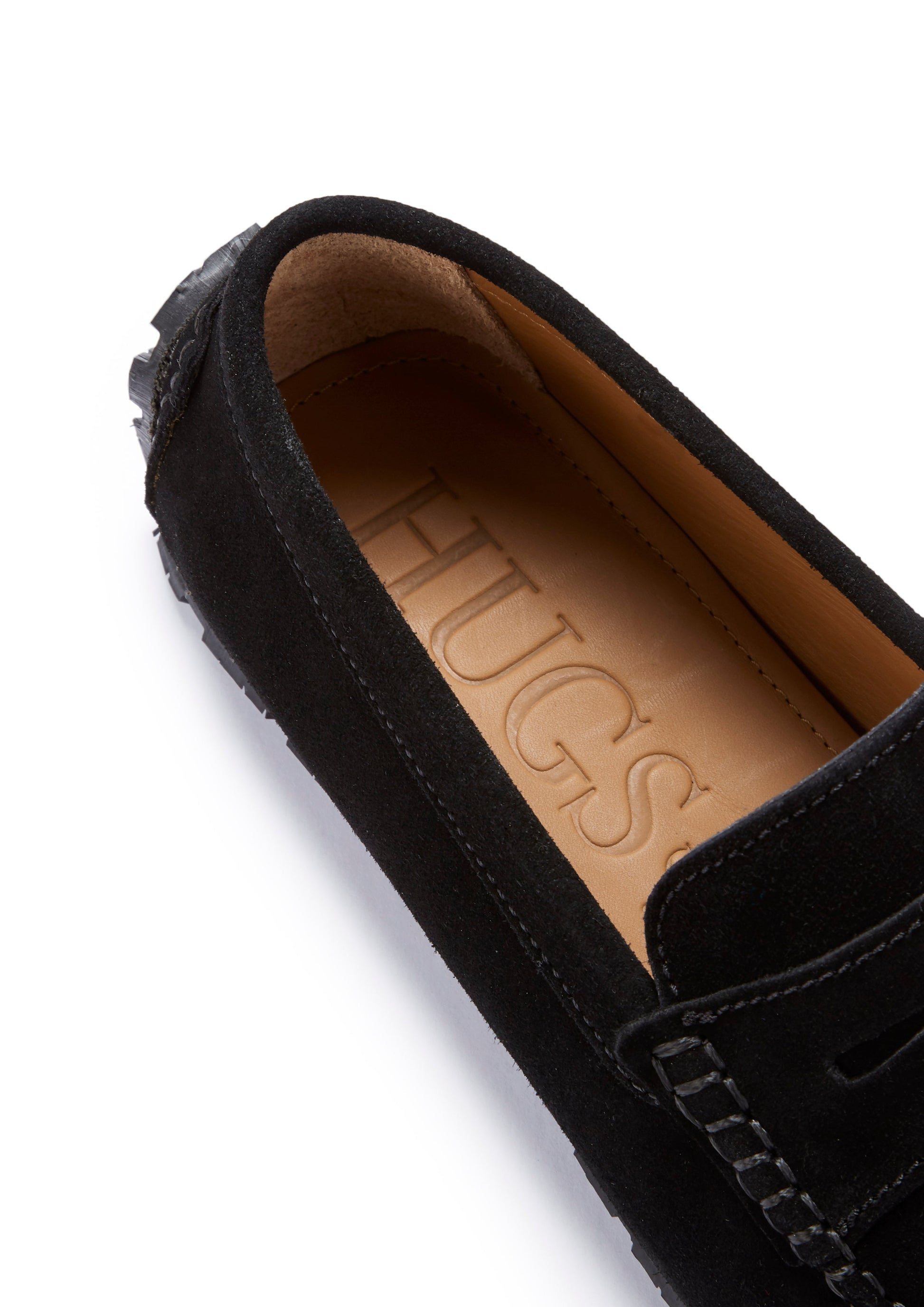 Tyre Sole Penny Driving Loafers, black suede-3