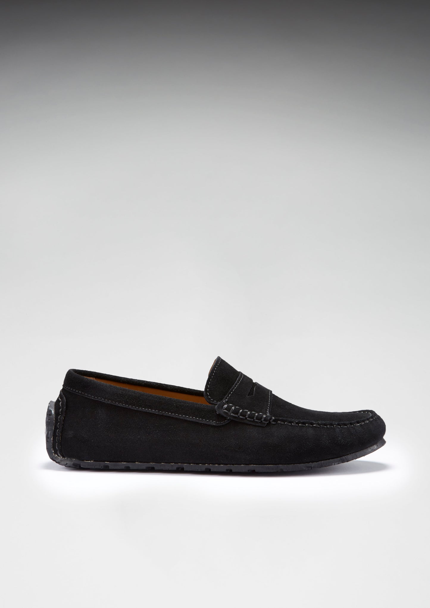 Tyre Sole Penny Driving Loafers, black suede-2