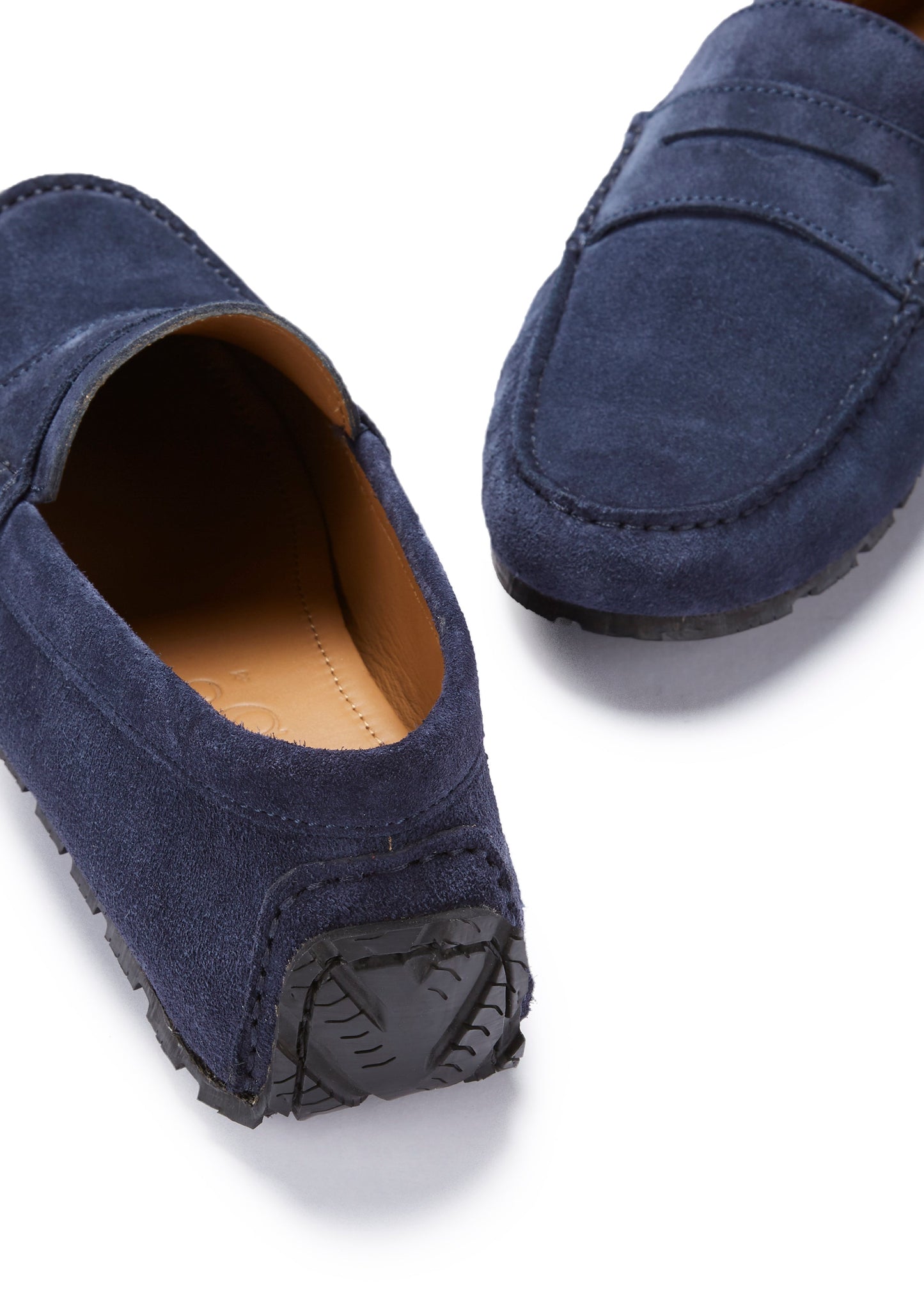 Tyre Sole Penny Driving Loafers, navy blue suede-4
