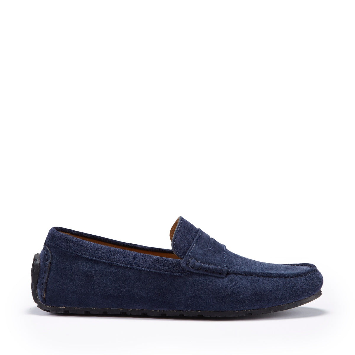 Tyre Sole Penny Driving Loafers, navy blue suede-0
