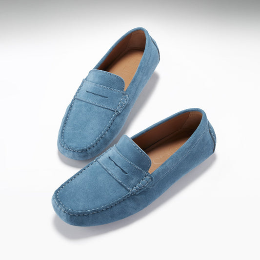 Penny Driving Loafers, petrol blue suede-1