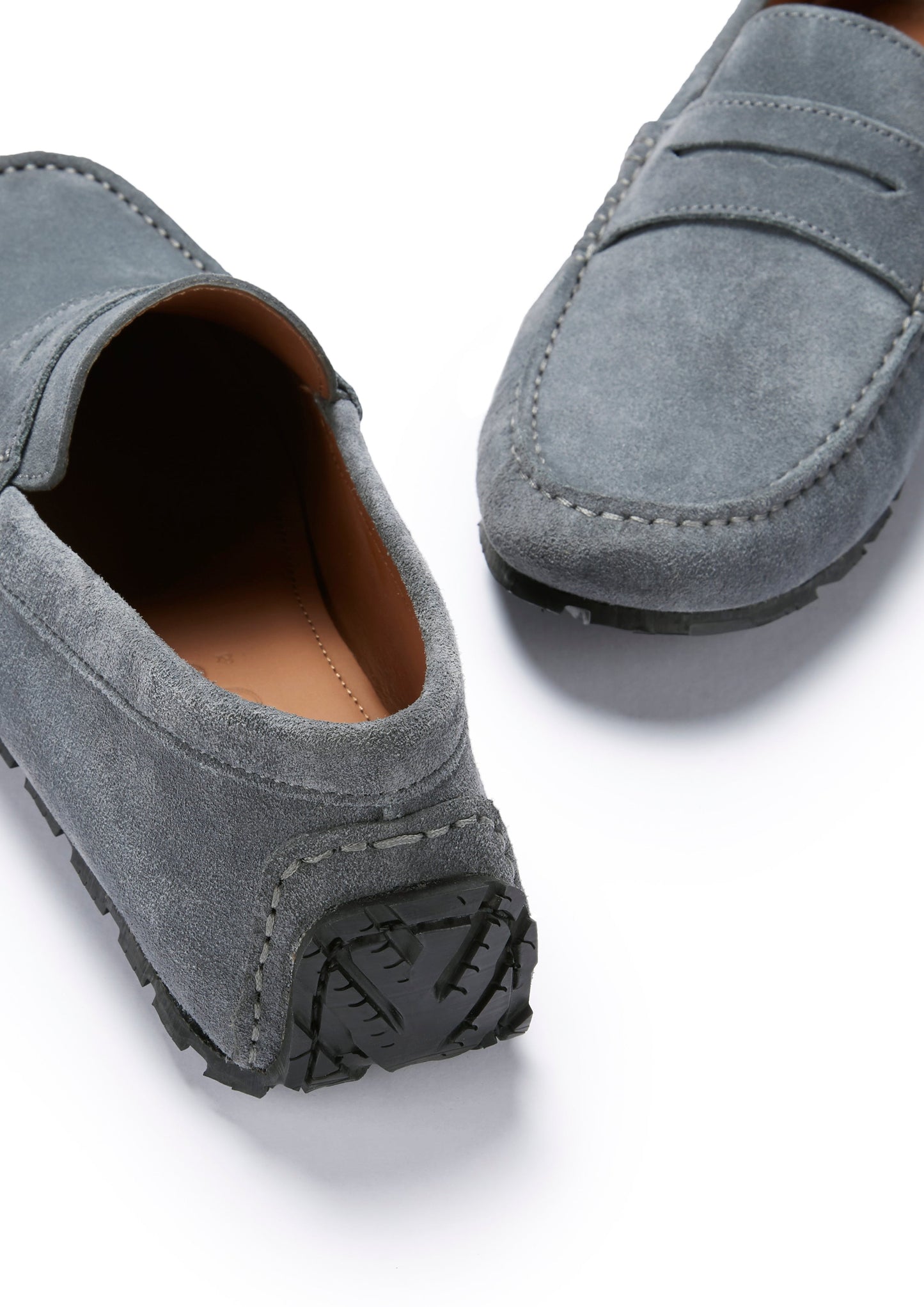 Tyre Sole Penny Driving Loafers, slate grey suede-4