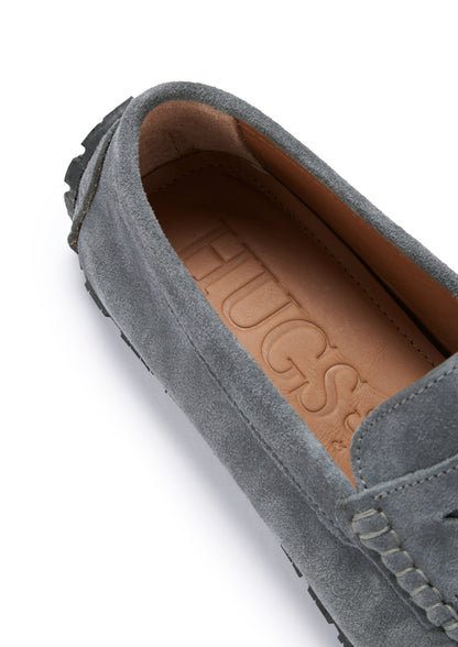 Tyre Sole Penny Driving Loafers, slate grey suede-3