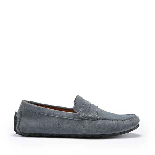 Tyre Sole Penny Driving Loafers, slate grey suede-0