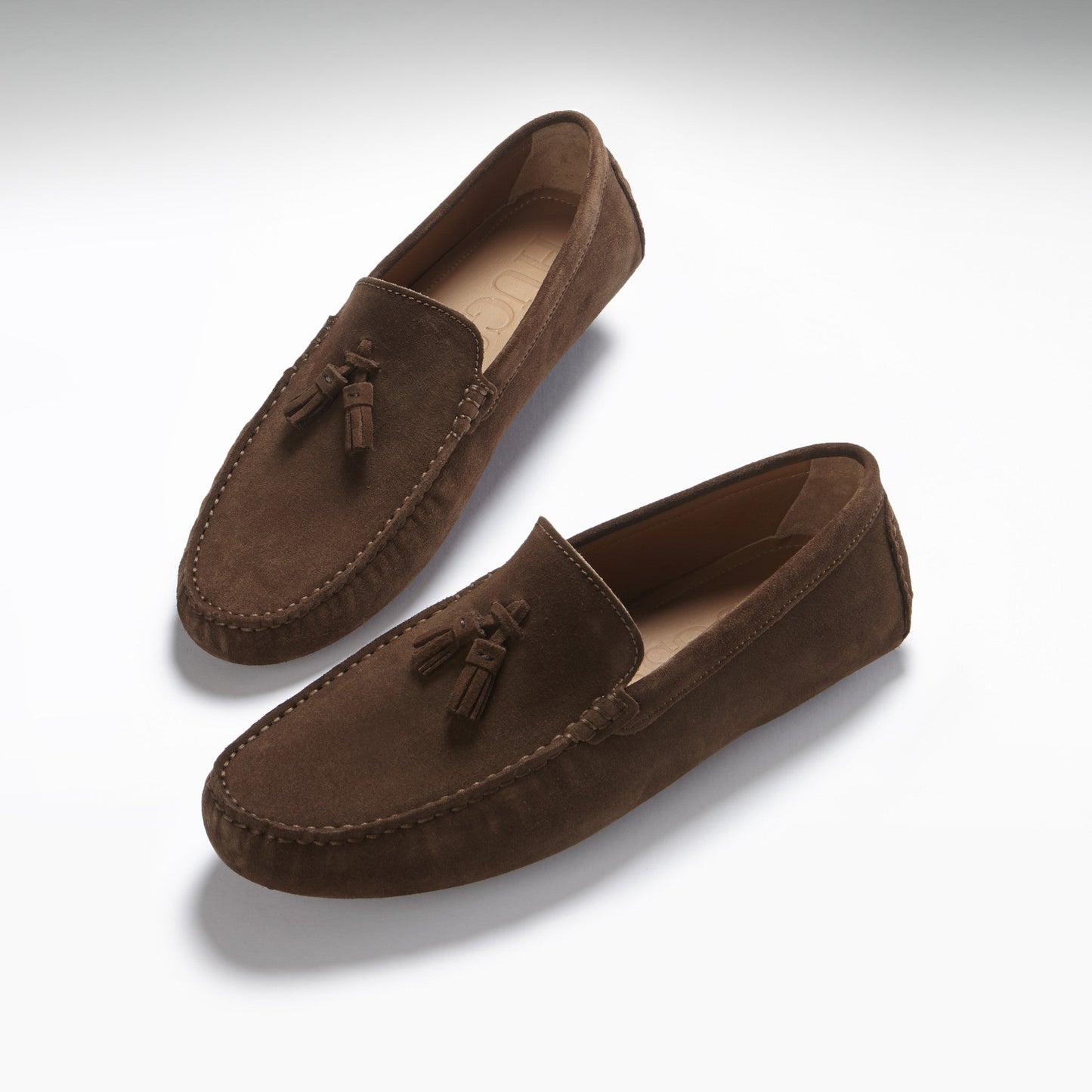 Tasselled Driving Loafers, brown suede-1