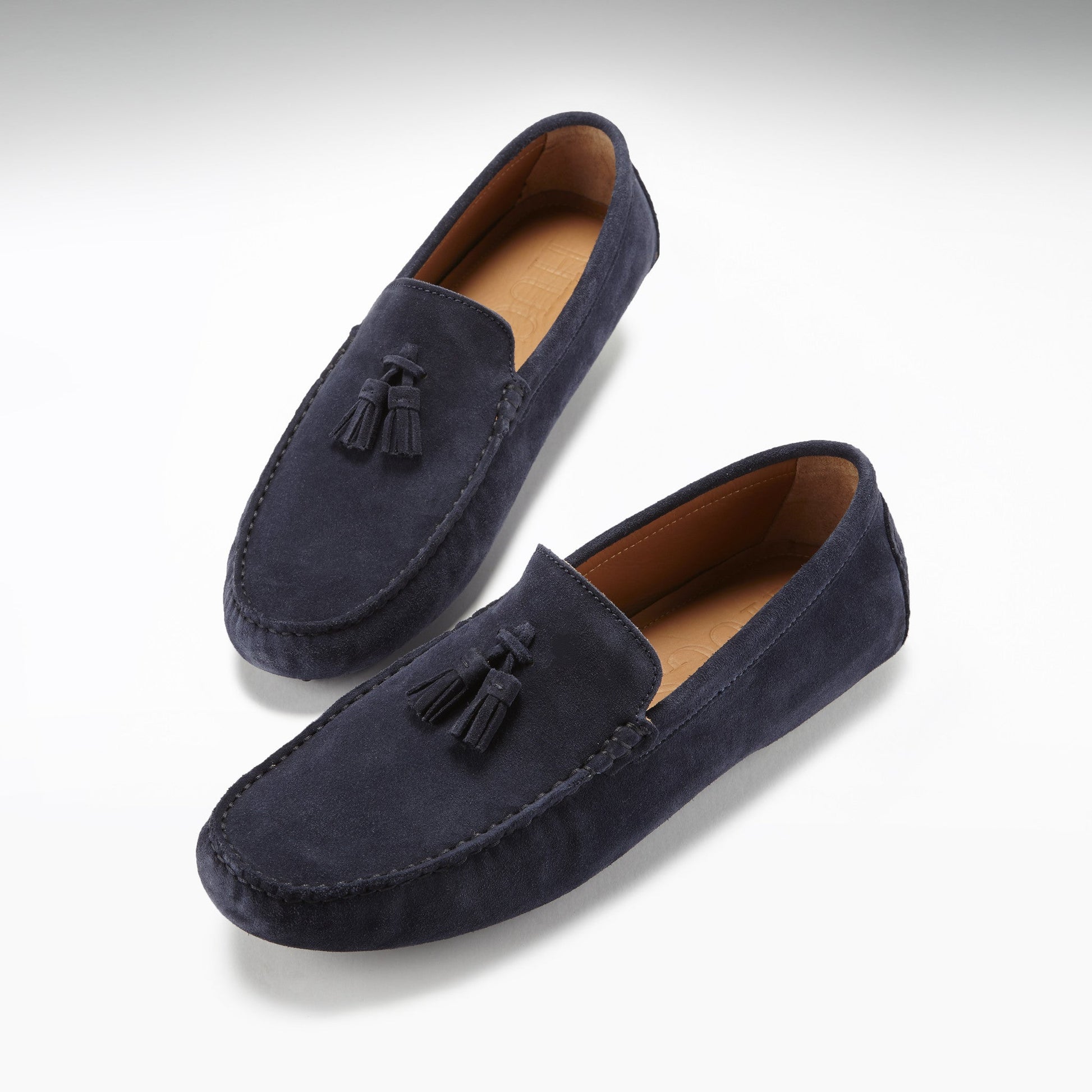 Tasselled Driving Loafers, navy blue suede-1