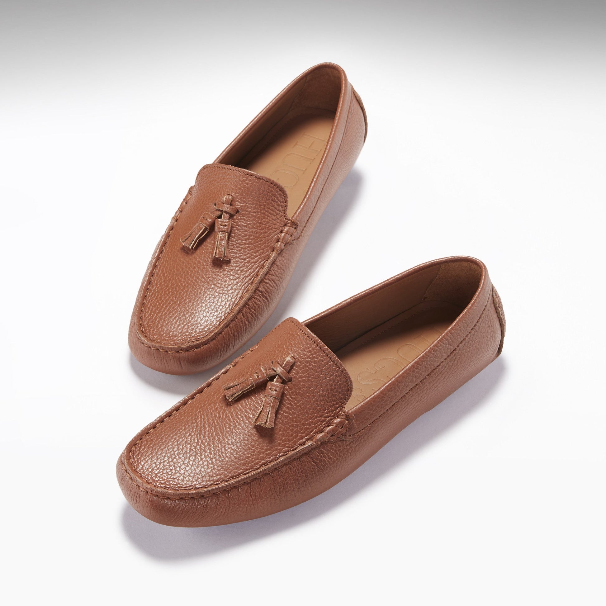 Tasselled Driving Loafers, tan grain leather-1