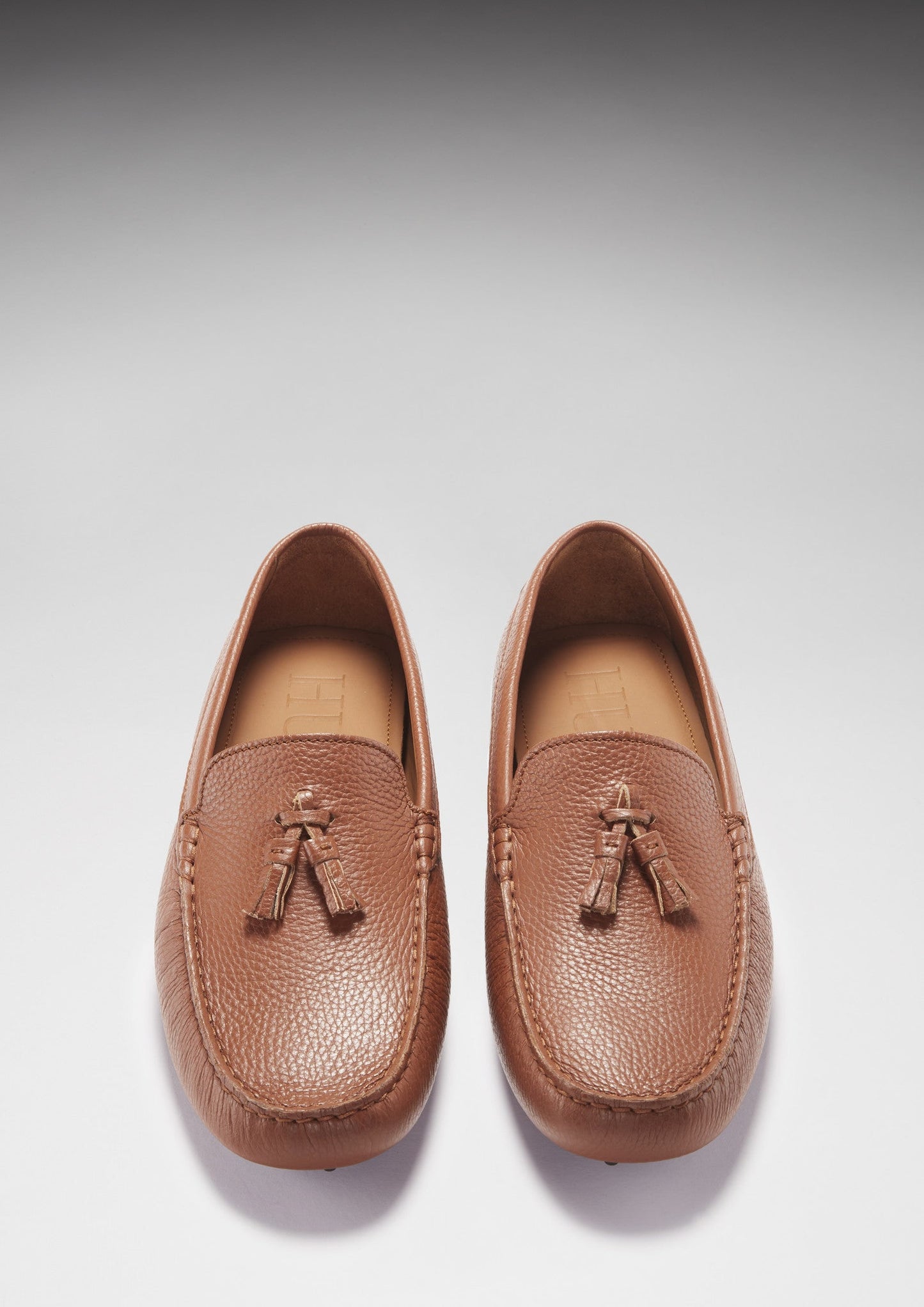 Tasselled Driving Loafers, tan grain leather-2