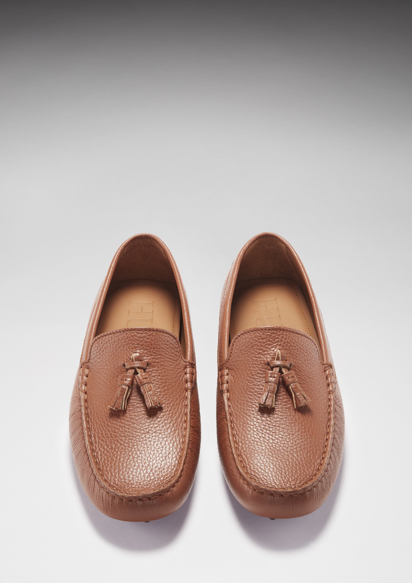 Tasselled Driving Loafers, tan grain leather-2