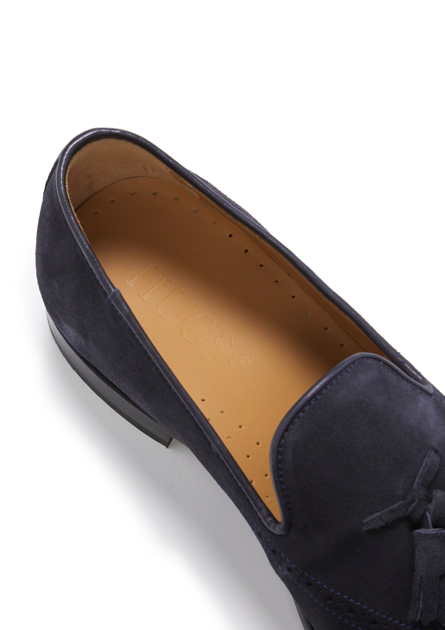Navy Blue Suede Tasselled Brogues, Welted Leather Sole-4