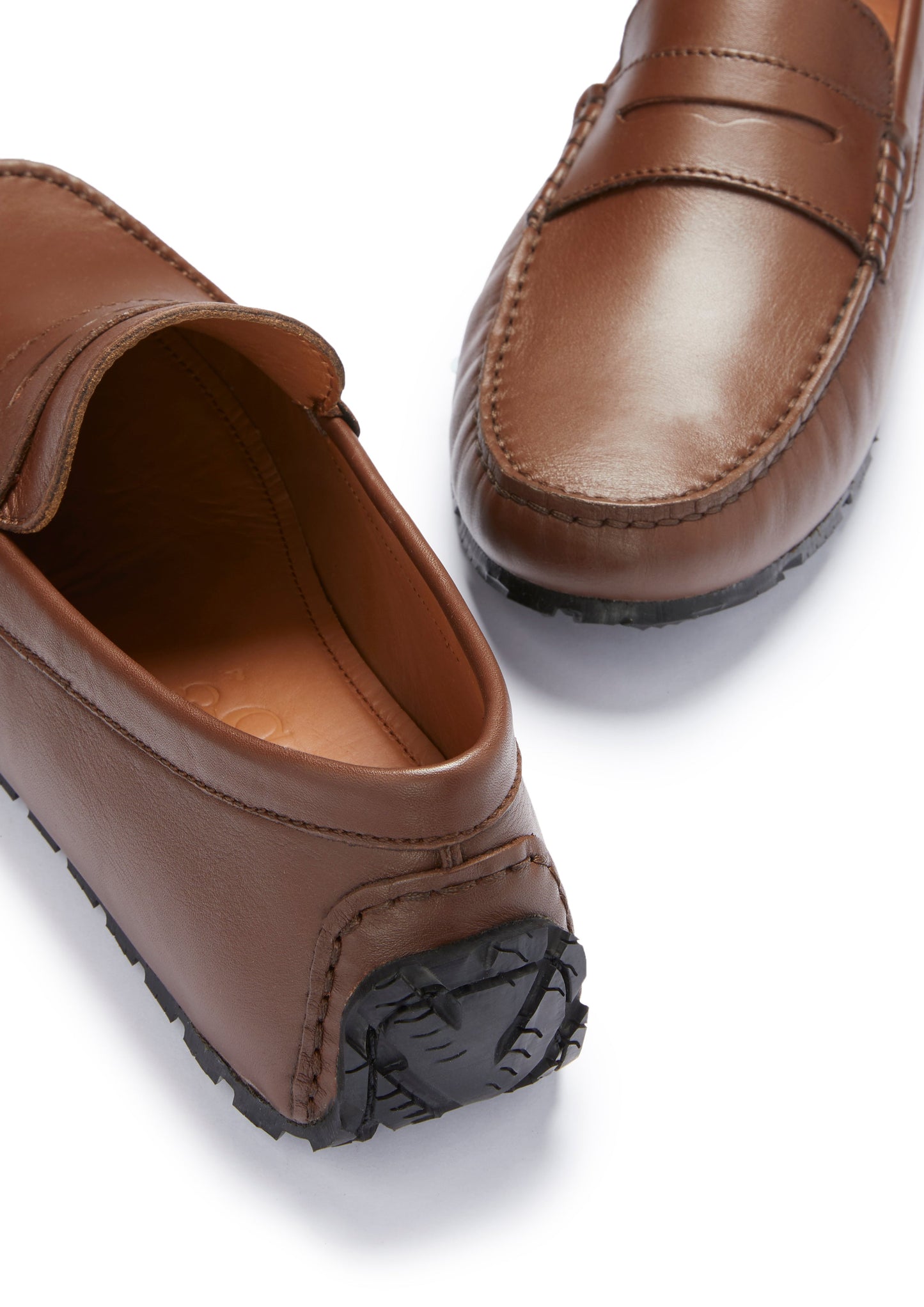Tyre Sole Penny Driving Loafers, brown leather-3