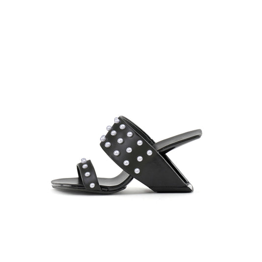 Metallic Beaded Arch Heel Mules-0