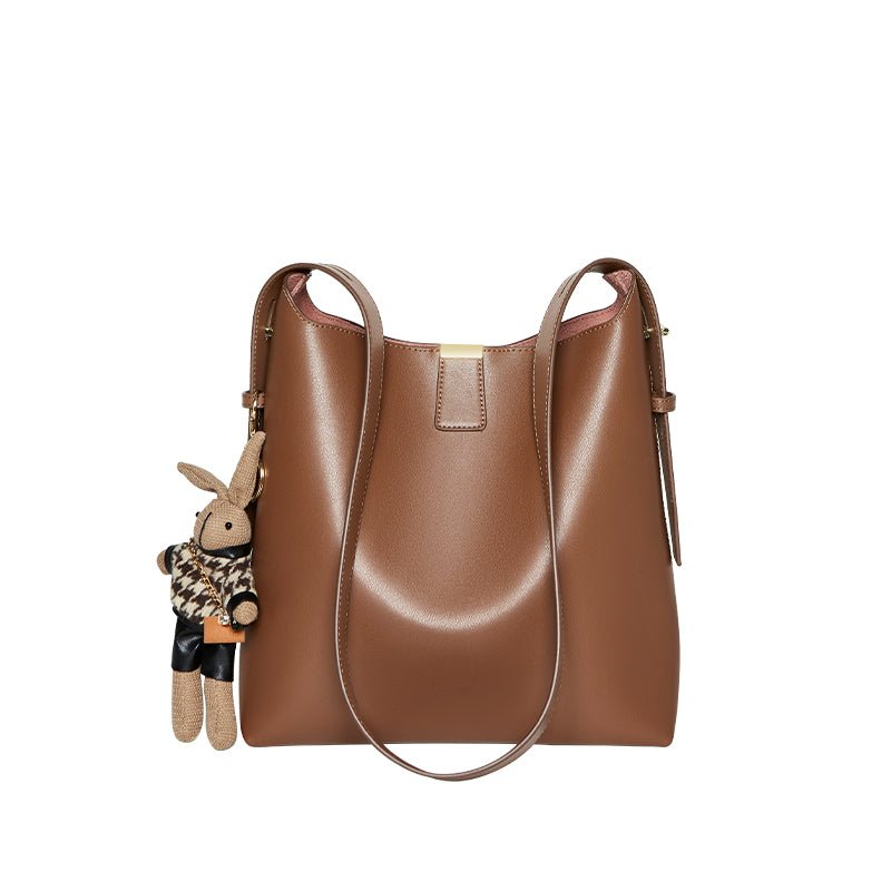 Minimalist Genuine Leather Bucket Shoulder Bag-5