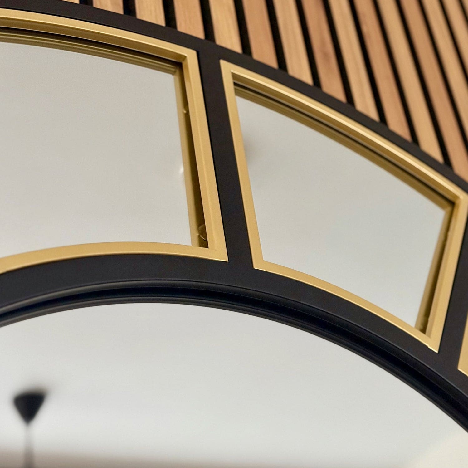 Mio - Black & Gold Metal Arched Window Mirror - 95cm x 120cm-2