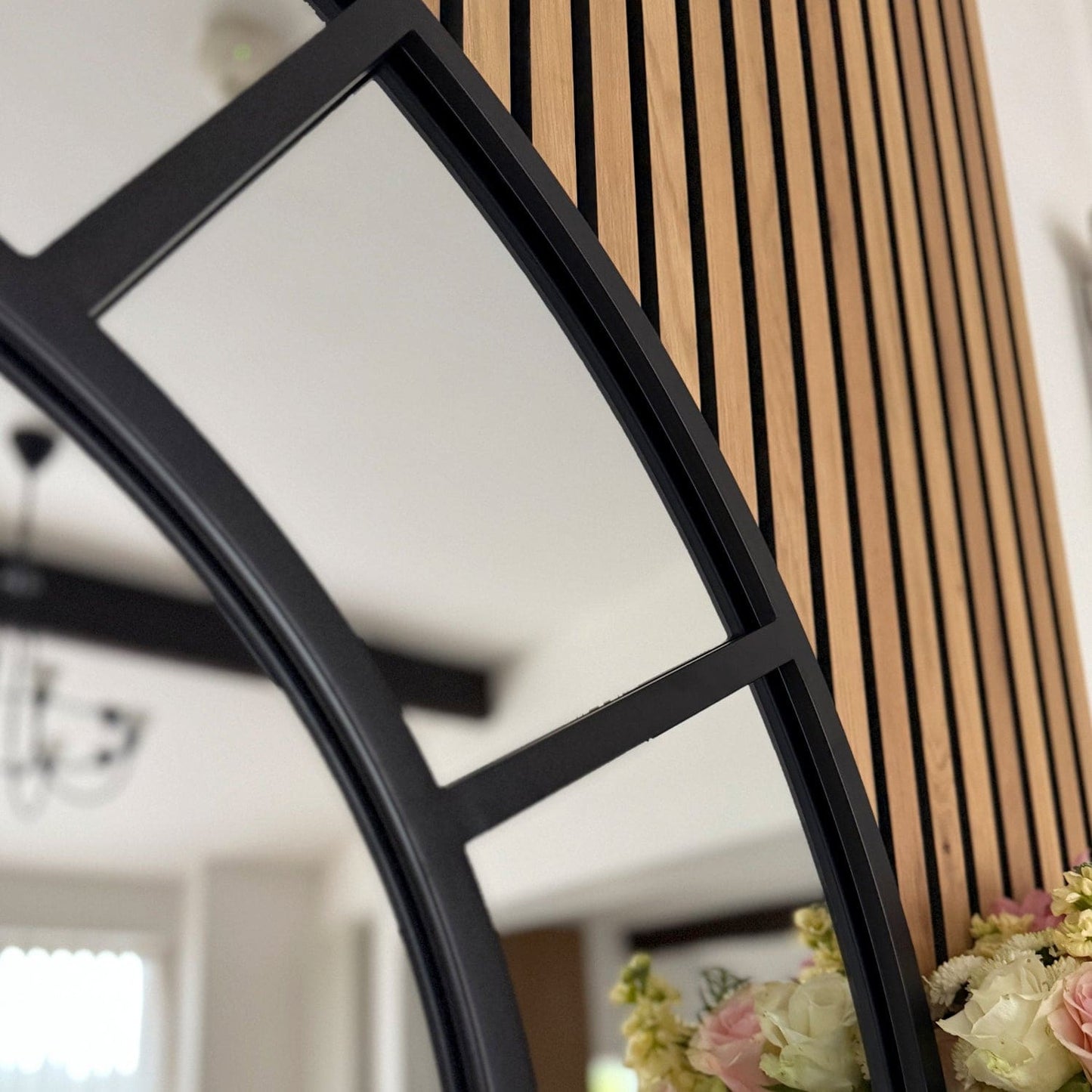 Mio - Black Metal Arched Window Mirror - 95cm x 120cm-1