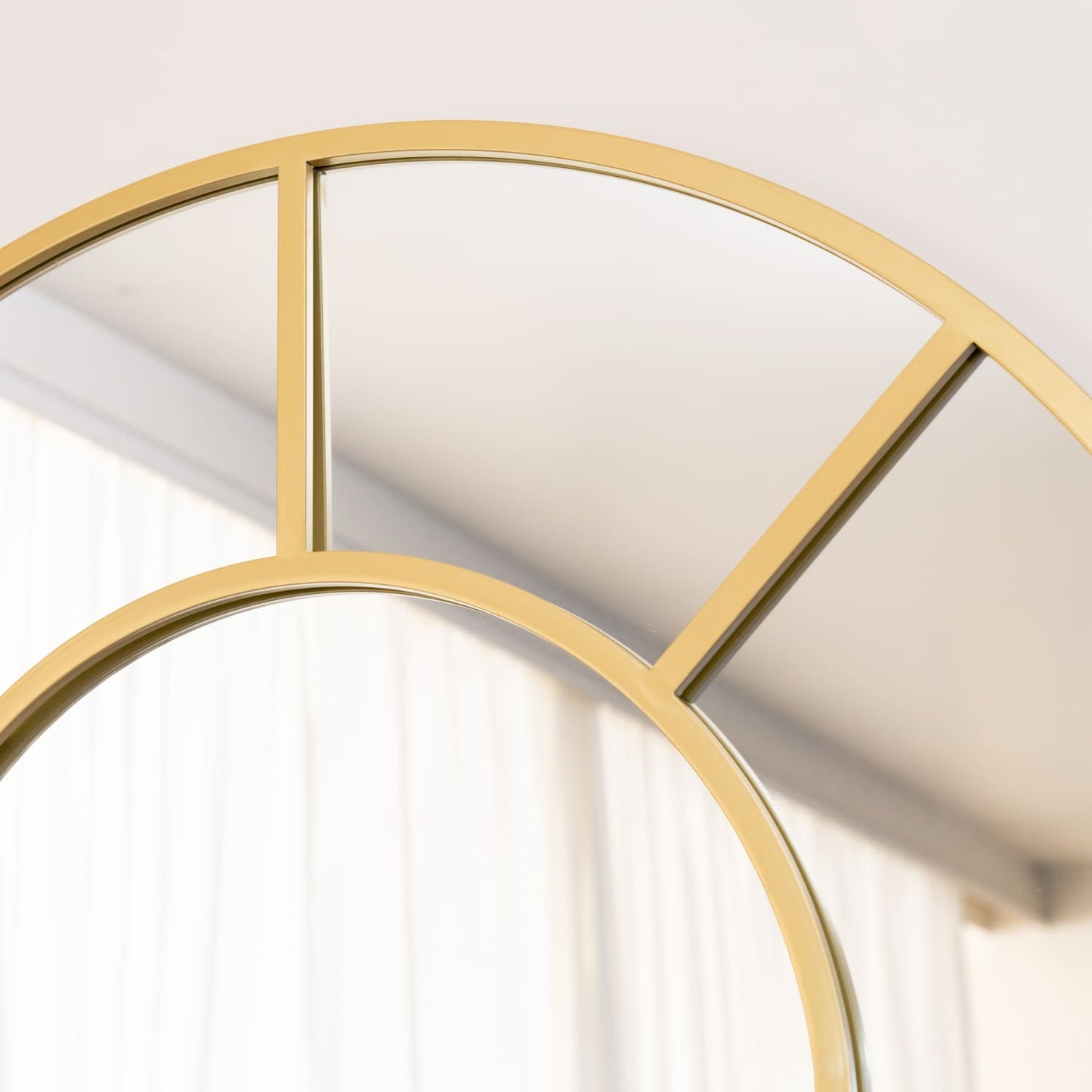 Mio- Full Length Gold Metal Arched Window Mirror - 200cm x 120cm-4