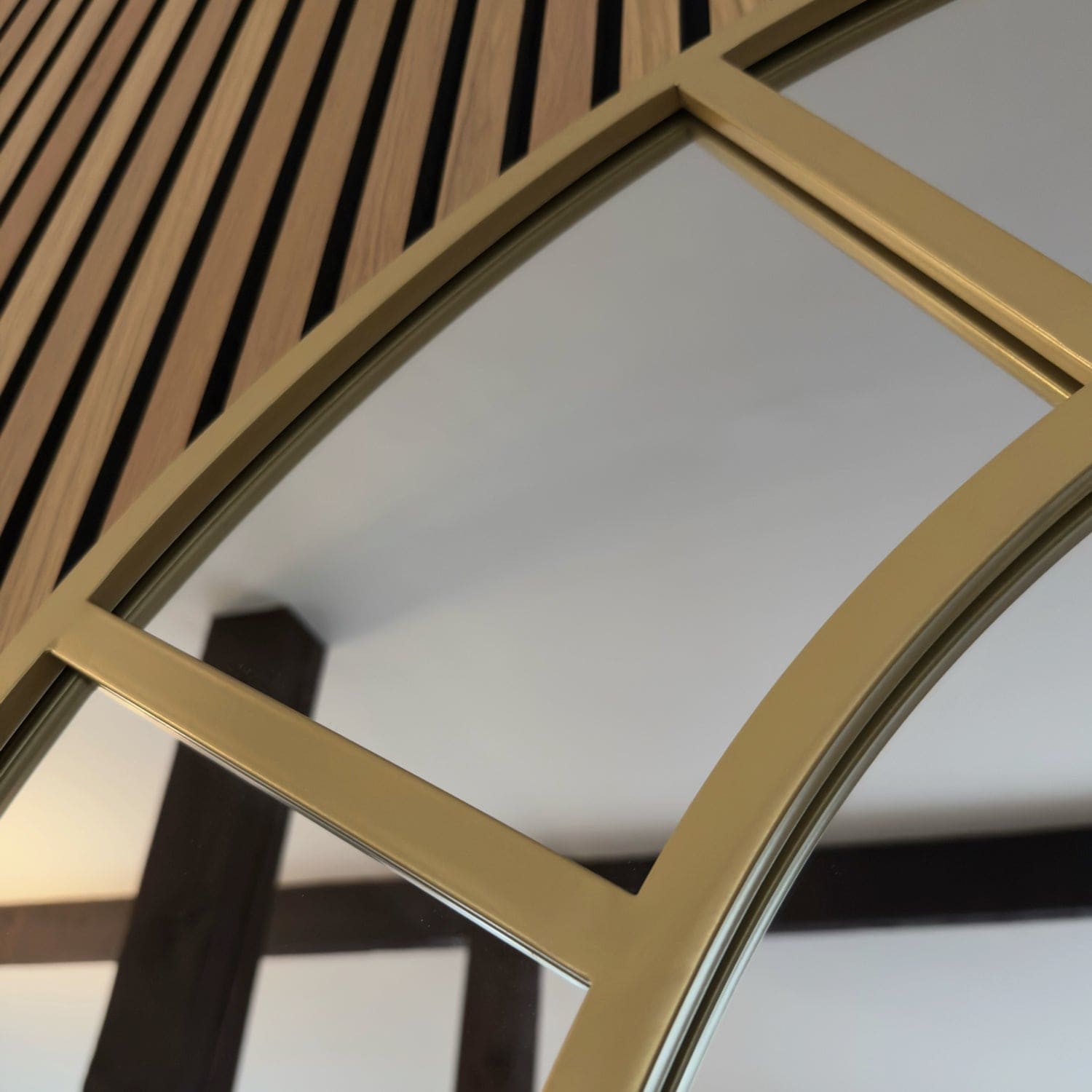 Mio - Gold Metal Arched Window Mirror - 95cm x 120cm-1