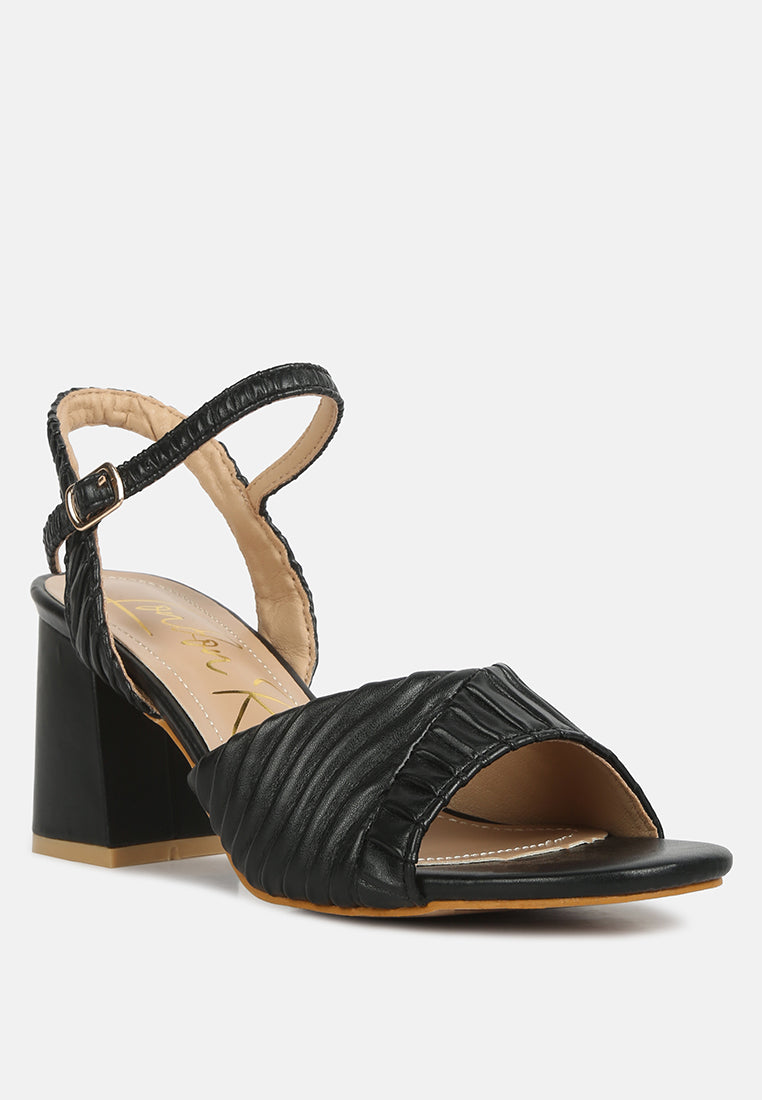 Nicholas Pleated Strap Block Heel Sandals-1
