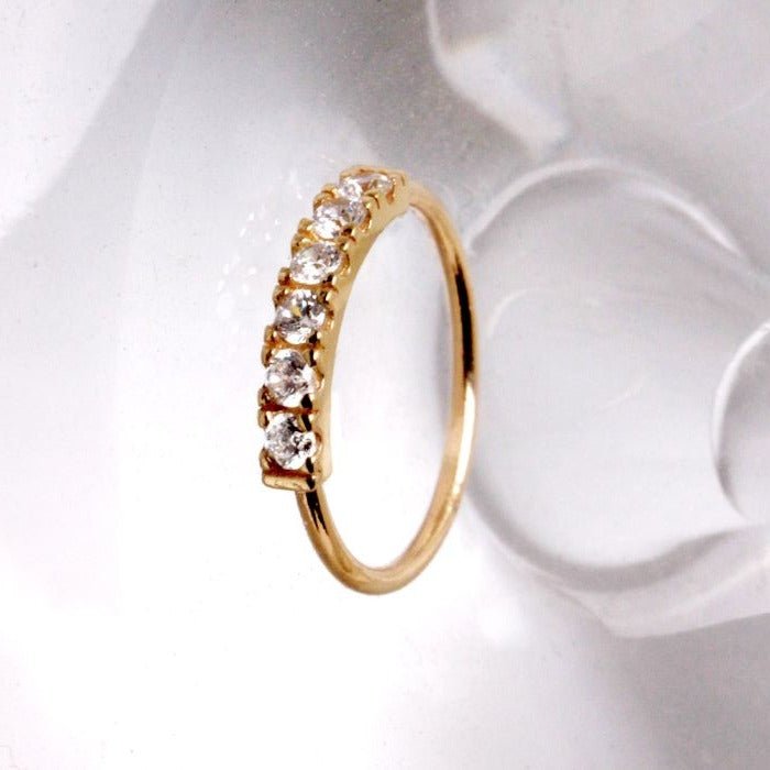 14Kt. Yellow Gold Multi-Jeweled Nose Hoop-0