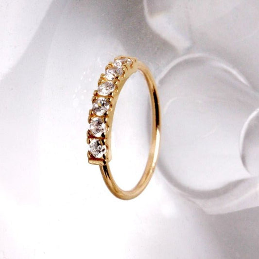 14Kt. Yellow Gold Multi-Jeweled Nose Hoop-0