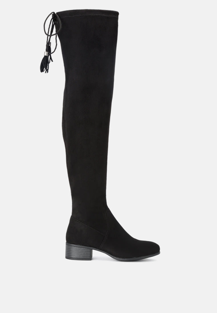 Nople Knee Boots With Drawstring-0