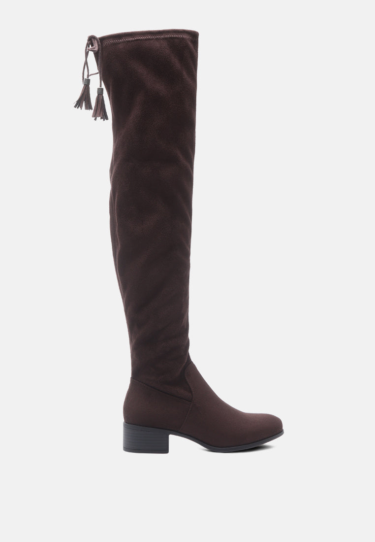 Nople Knee Boots With Drawstring-4