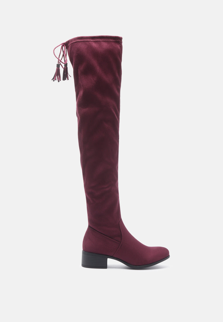 Nople Knee Boots With Drawstring-5