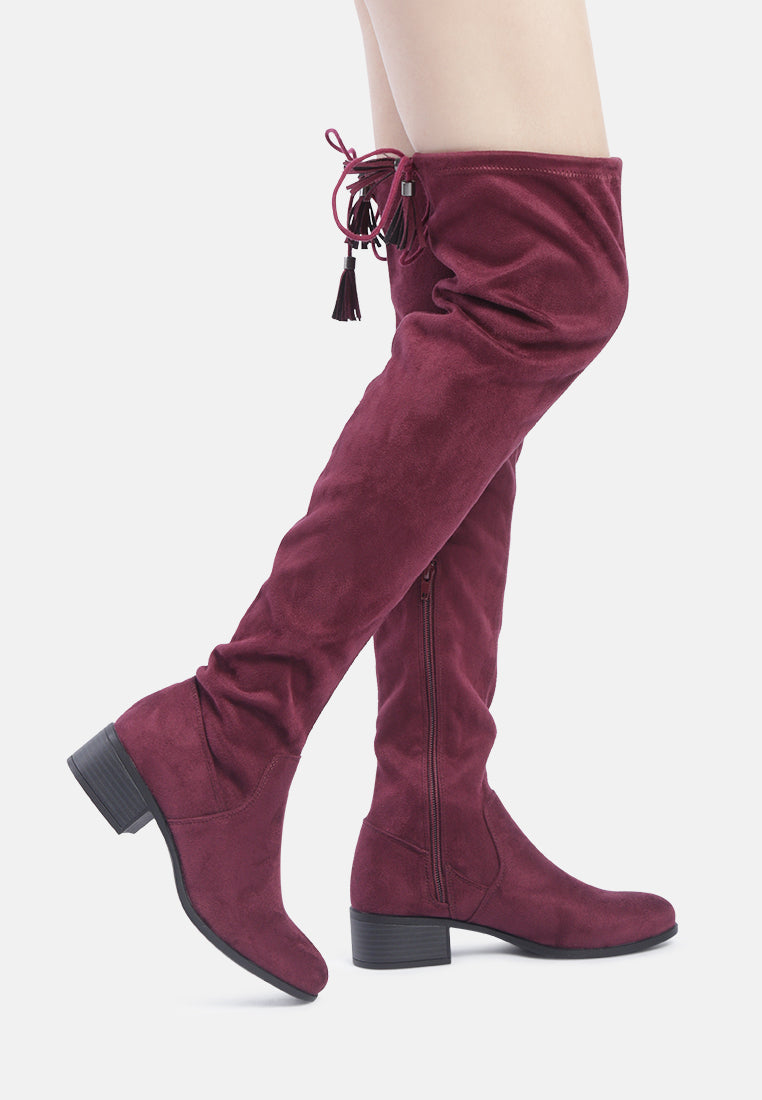 Nople Knee Boots With Drawstring-3