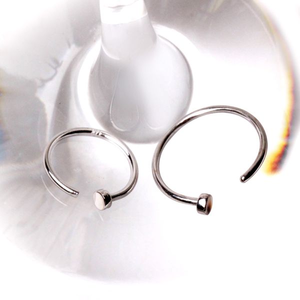 14Kt White Gold Nose Hoop Ring-1