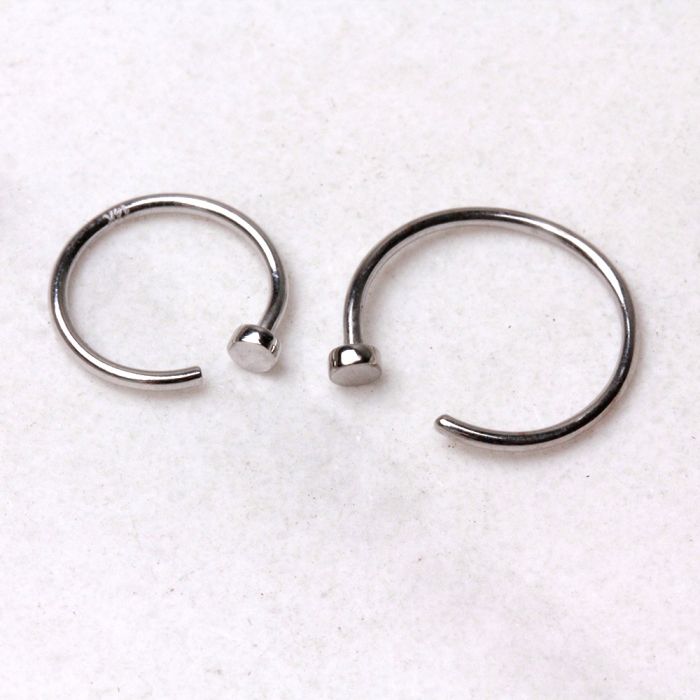 14Kt White Gold Nose Hoop Ring-0