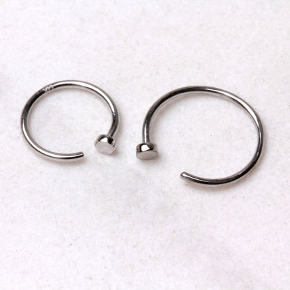 14Kt White Gold Nose Hoop Ring-0