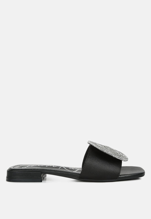 Ollilie Rhinestones Embellished Brooch Slip On Sandals-0