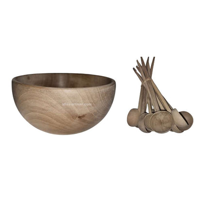 6 Bowls & 12 Ladles of walnut-1