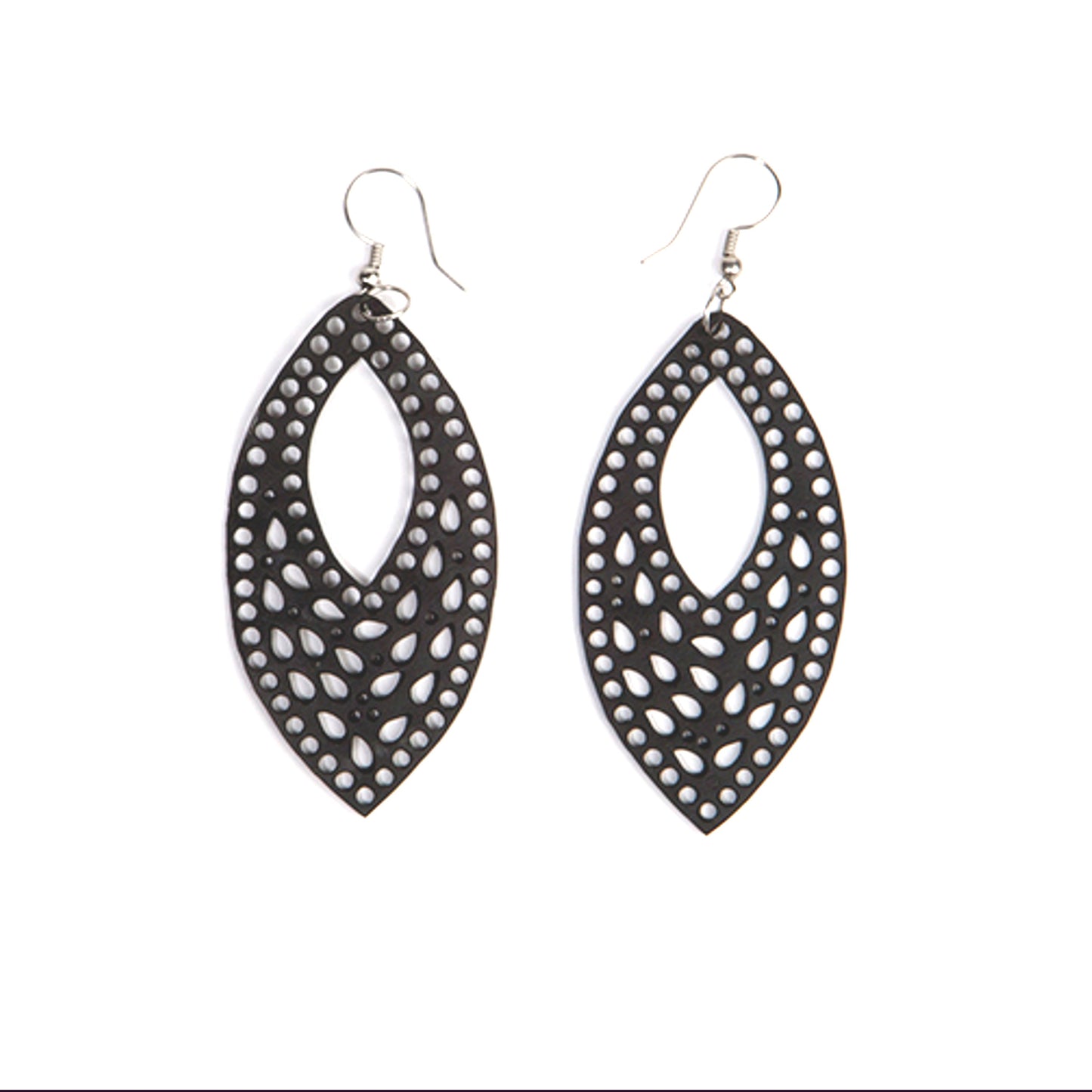 Marquise Intricate Recycled Rubber Earrings-1
