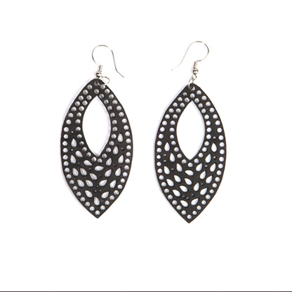 Marquise Intricate Recycled Rubber Earrings-1