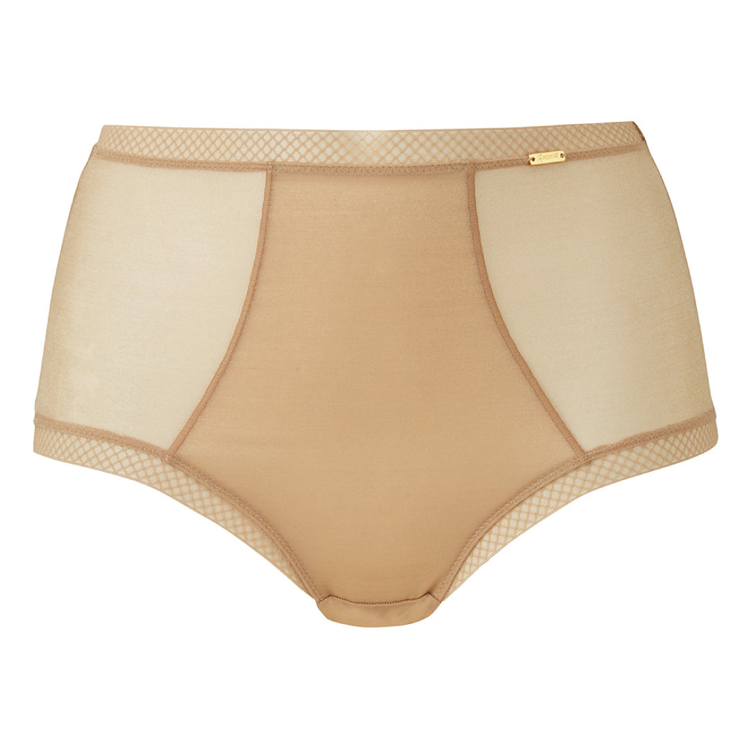 Sheer High Waist Brief Panty Glossies Nude-4