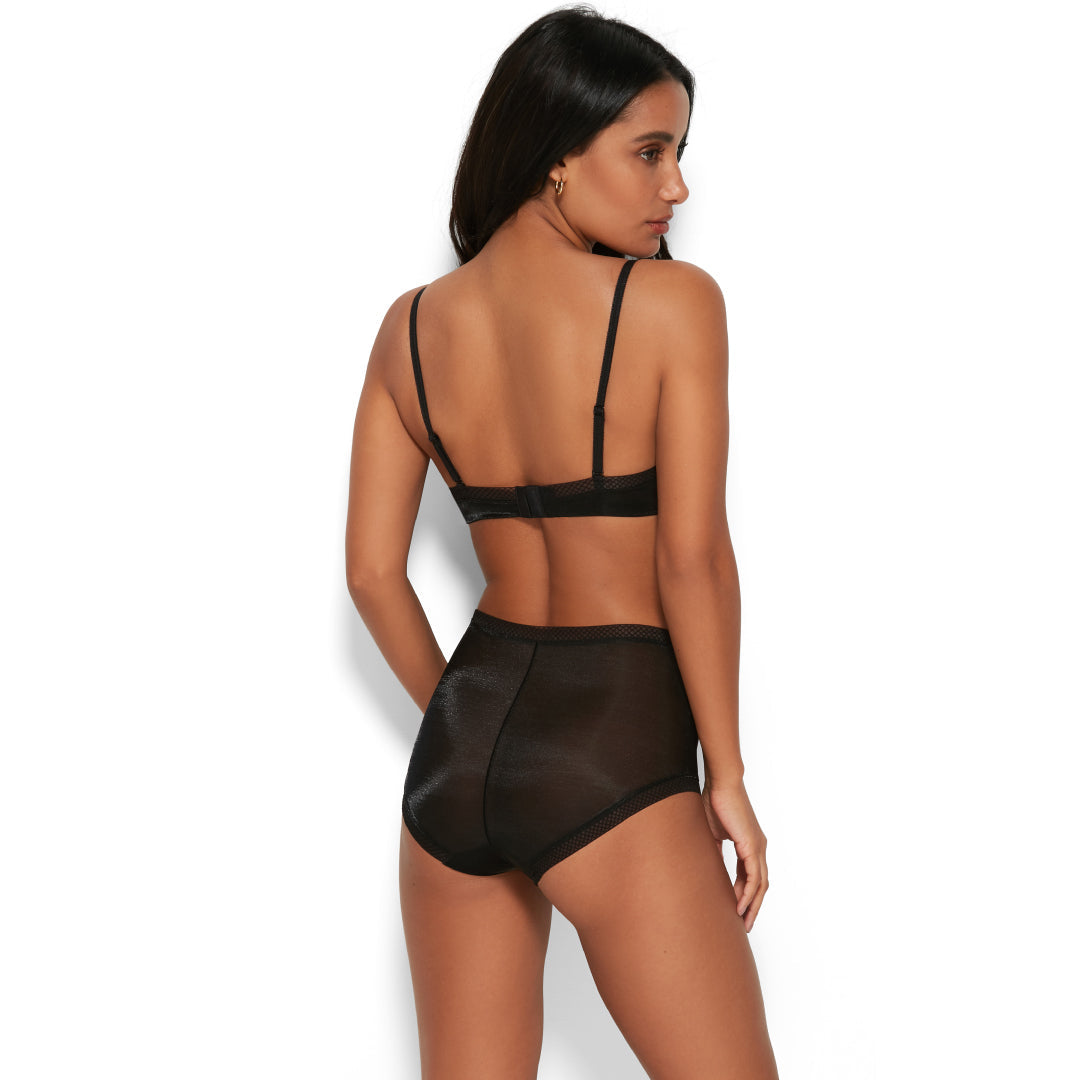 Sheer High Waist Short Panty Glossies Black-3