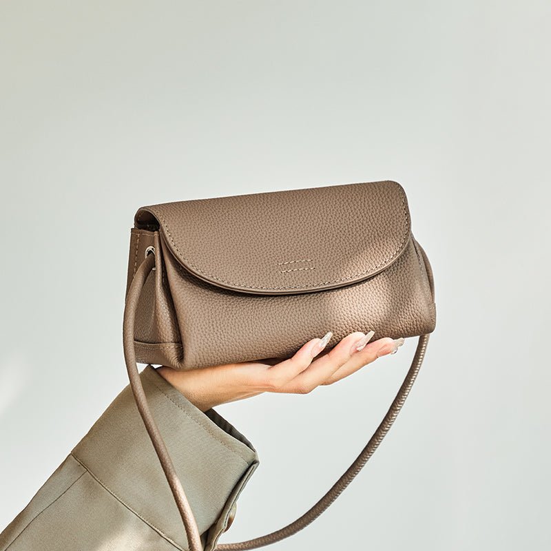 Pebbled Leather Mini Flap Crossbody Shoulder Bag-4