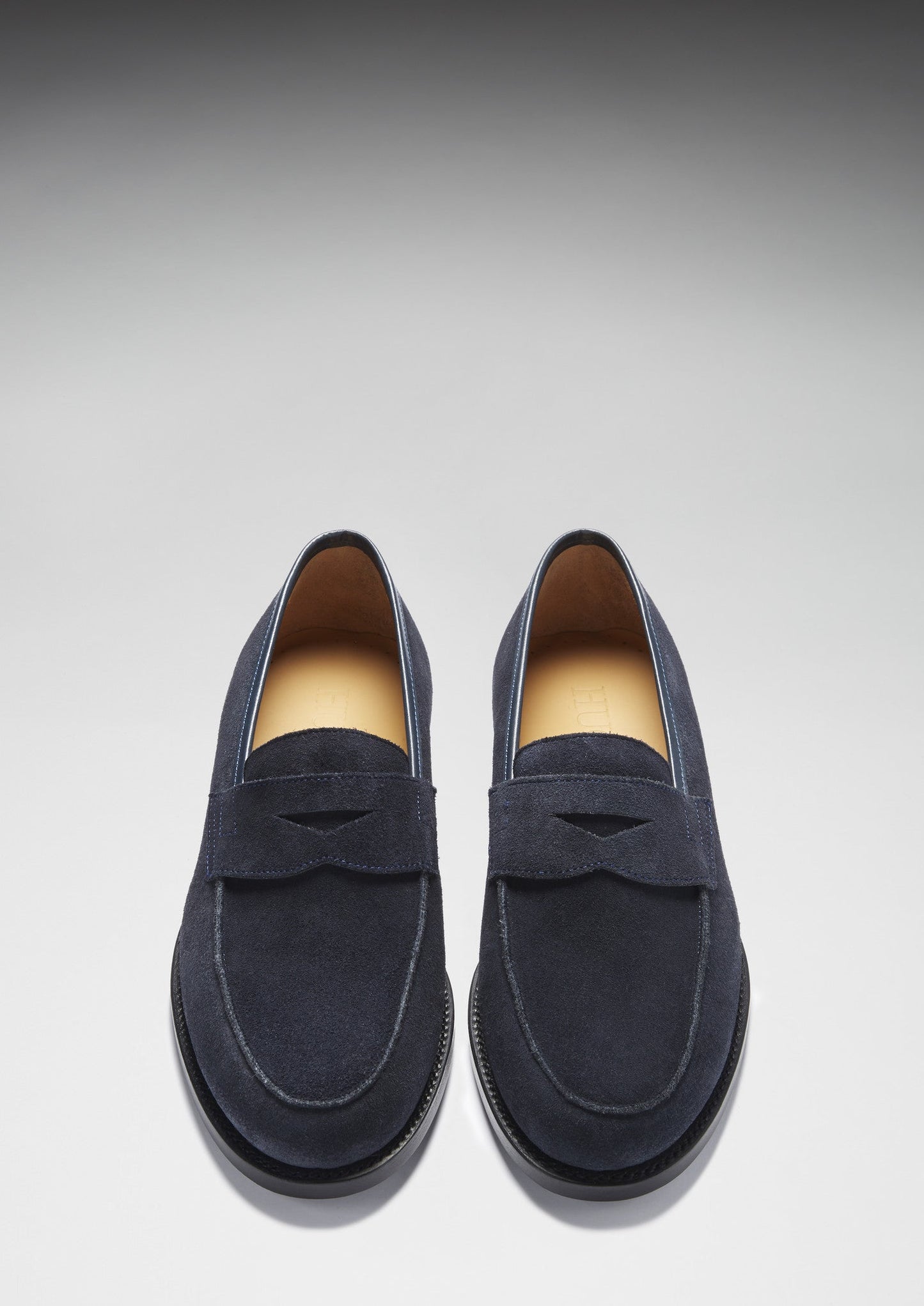 Navy Blue Suede Loafers, Welted Leather Sole-4