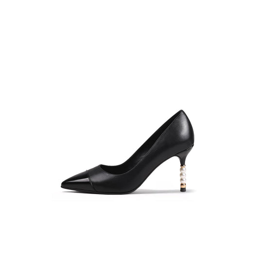 Pointed Toe Pearl Heel Stilettos-0