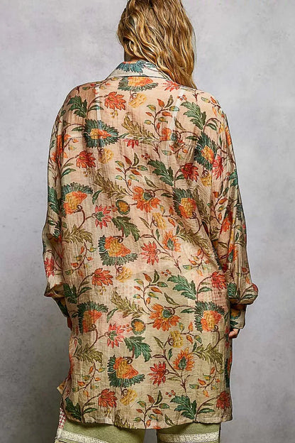 POL Metal Button Down Floral Long Sleeve Shirt-3