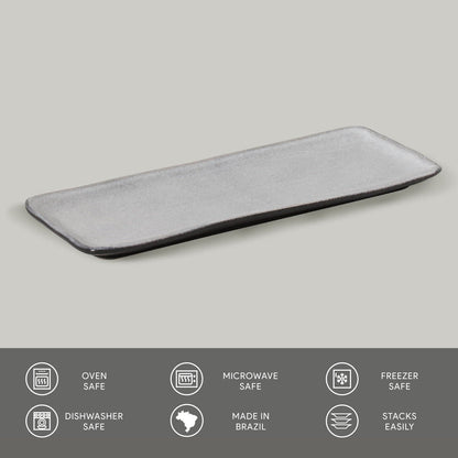 The platter above a row of care icons for oven, microwave, freezer and washing.