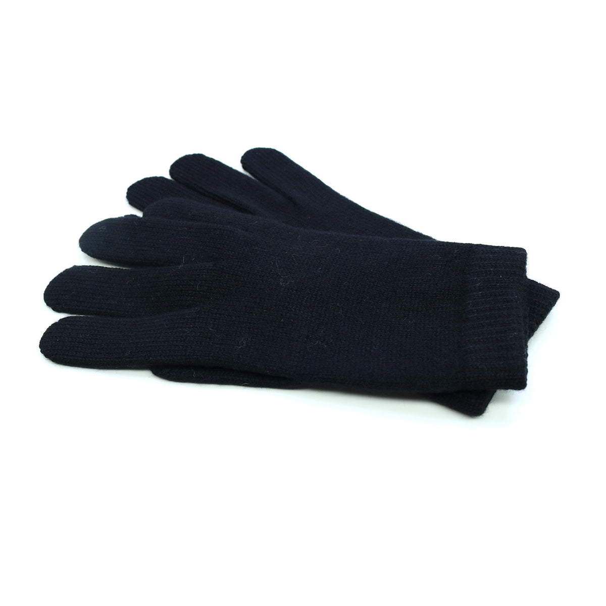 Black cashmere gloves stacked on their side, showing the ribbed cuff