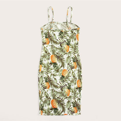 Allover Pineapple Tropical Print Cami Dress Multicolor Sleeveless Sheath Mini Dresses Women Summer Vacation Beach Dress-3