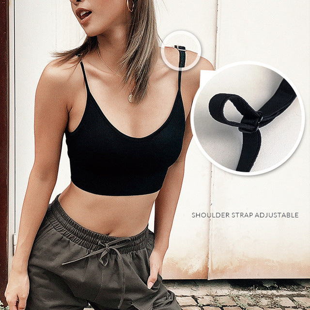 Women Strap Sports Bra with Pad High Impact Push Up Seamless Crop Top-1