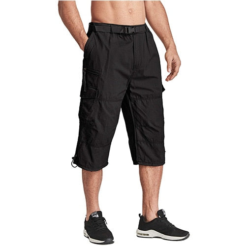 Men Tactical Capri Pants Military Cotton 3/4 Below Knee Trousers Army Airsoft Paintball Elastic Waist Cargo Work Pants-5